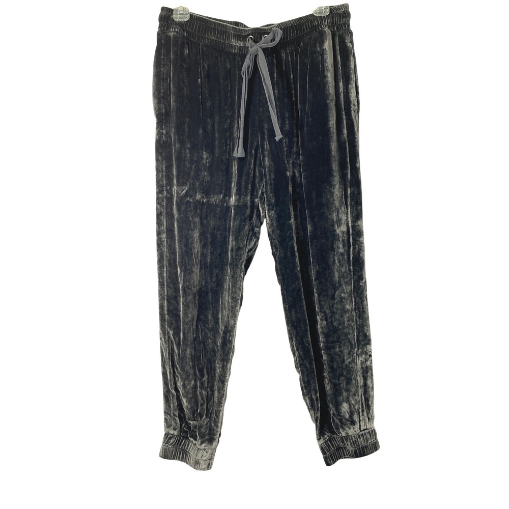Bella Dahl Velvet Jogger Pants‎ Womens Small Gray Drawstring Cuffs Loungewear